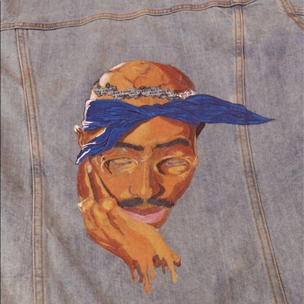 Custom hand painted Tupac jean jacket